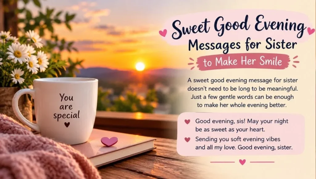 Sweet Good Evening Messages for Sister to Make Her Smile