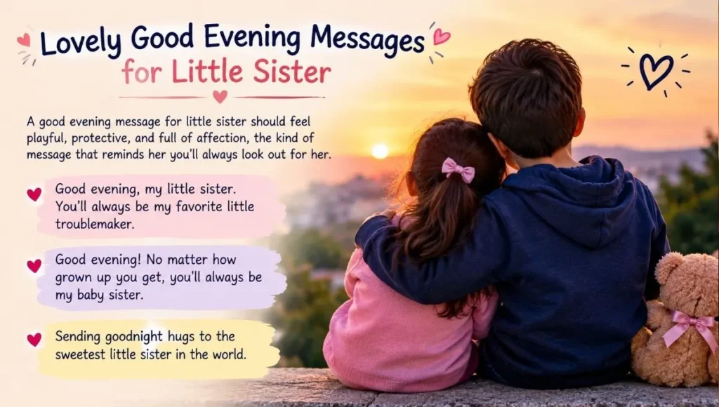 Lovely Good Evening Messages for Little Sister